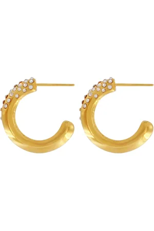 Dansk Copenhagen Akcesoria, Kobieta, Żółty, ONE SIZE, Przezroczyste kolczyki Hoop z cyrkoniami, wodoodporne, 18K