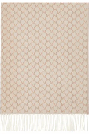 Max Mara Akcesoria, Kobieta, Beżowy, ONE SIZE, Wełna, Luksusowy wełniany szal z monogramem
