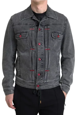 Dolce & Gabbana Kurtki, Mężczyzna, Szary, M, Bawełna, Elegancka szara kurtka dżinsowa
