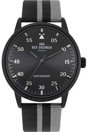 Ben Sherman Akcesoria, Mężczyzna, Szary, ONE SIZE, Analogowy zegarek z tkaniny, stalowa koperta