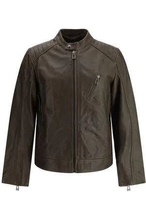 Belstaff Kurtki, Mężczyzna, brązowy, S, Kurtka wyścigowa z logo z lambskina