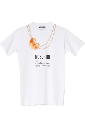 Moschino Koszulki, Kobieta, Biały, M, Biała koszulka z nadrukiem croissant