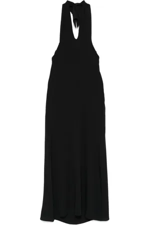 FEDERICA TOSI Sukienki, Kobieta, Czarny, 2XS, Czarna Sukienka Crepe Midi z Kokardą