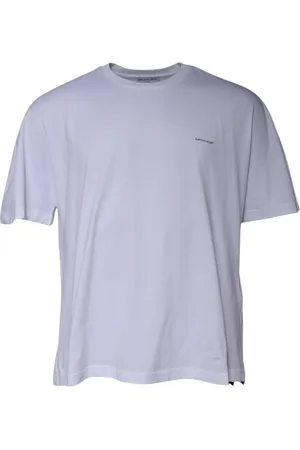 Balenciaga Koszulki, Mężczyzna, Biały, L, Len, Biała Bawełniana Koszulka z Logo