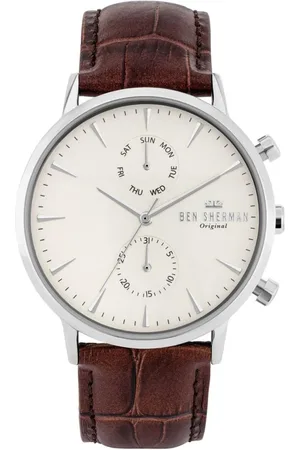 Ben Sherman Akcesoria, Mężczyzna, brązowy, ONE SIZE, Stalowa skórzana bransoleta zegarek