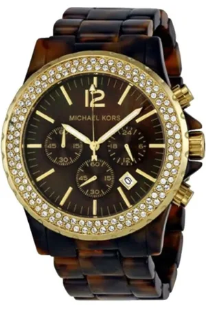 Michael Kors Akcesoria, Kobieta, Wielobarwność, ONE SIZE, Brązowy Zegarek Analogowy z Żywicą