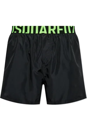 Dsquared2 Stroje kąpielowe, Mężczyzna, Czarny, M, Poliester, Szorty kąpielowe z logo