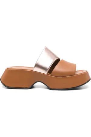 vic matiè Buty, Kobieta, brązowy, 37 EU, Brązowe Skórzane Sandały z Wycięciami