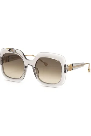 Philipp Plein Akcesoria, Kobieta, Szary, ONE SIZE, Szare okulary przeciwsłoneczne z octanu