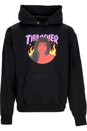 Thrasher Bluzy, Mężczyzna, Czarny, M, Czarna bluza z kieszenią kangurką