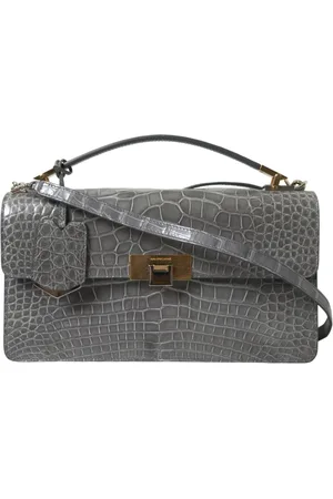 Balenciaga Torebki, Kobieta, Szary, ONE SIZE, Skóra, Wykwintna Torba na Ramię z Skóry Aligatora