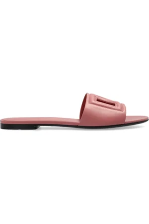 Dolce & Gabbana Buty, Kobieta, Różowy, 36 EU, Skórzane klapki z logo
