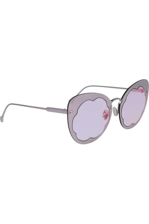 Salvatore Ferragamo Akcesoria, Kobieta, Fioletowy, ONE SIZE, Liliowe metalowe okulary przeciwsłoneczne z filtrem UV