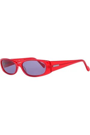 More & More Akcesoria, Kobieta, Czerwony, ONE SIZE, Czerwone Plastikowe Okulary Owalne