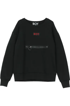 Boy London Bluzy, Mężczyzna, Czarny, S, Czarno-Czerwony Sweter z Okrągłym Dekoltem