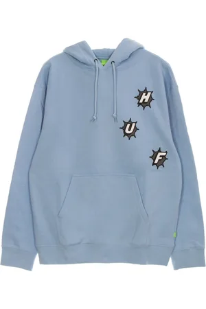 Huf Bluzy, Mężczyzna, Niebieski, S, Niebieski hoodie z kapturem i sznurkiem