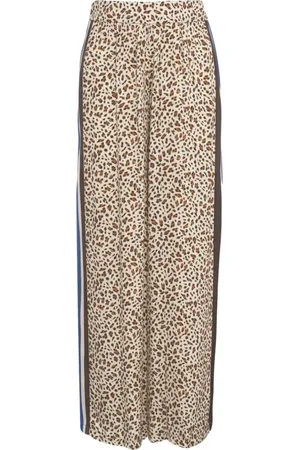 Kaos Spodnie, Kobieta, Beżowy, S, Animal Print Wide Leg Trousers