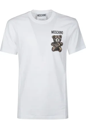 Moschino Koszulki, Mężczyzna, Biały, S, Słodka Koszulka z Niedźwiadkiem