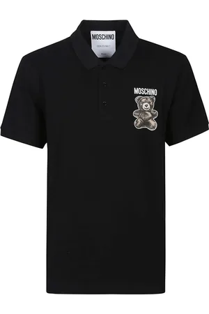 Moschino Koszulki, Mężczyzna, Czarny, L, Polo z krótkim rękawem z misiem