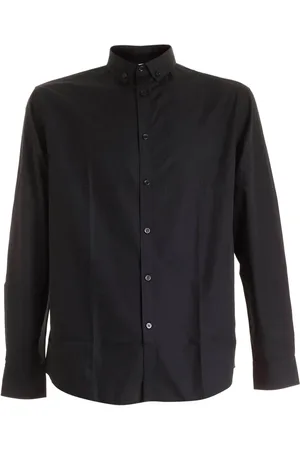 Moschino Koszule, Mężczyzna, Czarny, 3XL, Czarna Bawełniana Koszula z Maxi Label
