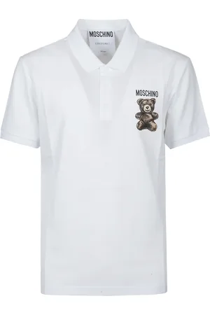 Moschino Koszulki, Mężczyzna, Biały, XL, Polo z krótkim rękawem z misiem