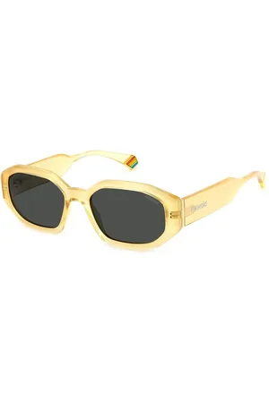 Polaroid Akcesoria, Kobieta, Żółty, ONE SIZE, Żółte Metalowe Okulary Przeciwsłoneczne Solidny Barwnik Polaryzacja