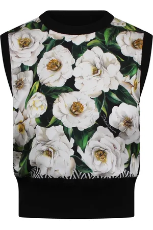 Dolce & Gabbana Koszulki, Kobieta, Wielobarwność, M, Kwiatowy Bezrękawnik z Dzianiny