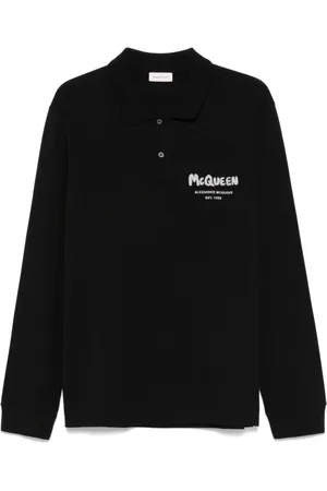 Alexander McQueen Koszulki, Mężczyzna, Czarny, L, Czarna Koszulka Polo z Haftowanym Logo