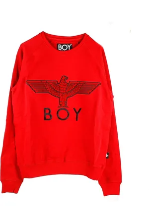 Boy London Bluzy, Mężczyzna, Czerwony, S, Bluza z nadrukiem orła Crewneck Czerwono-Czarna