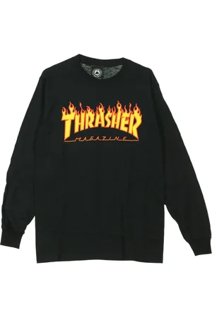 Thrasher Koszulki, Mężczyzna, Czarny, XL, Czarna Koszulka z Długim Rękawem z Plamą