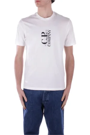 C.P. Company Koszulki, Mężczyzna, Biały, L, Bawełna, T-shirt z logo z przodu