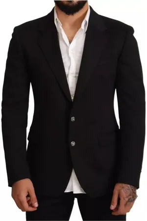 Dolce & Gabbana Kurtki, Mężczyzna, Czarny, L, Nylon, Czarna marynarka Slim Fit