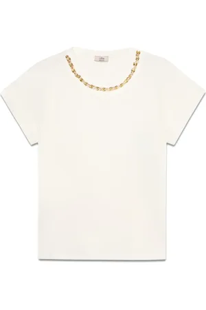 Oltre Koszulki, Kobieta, Biały, L, Bawełna, T-shirt z ozdobnym haftem