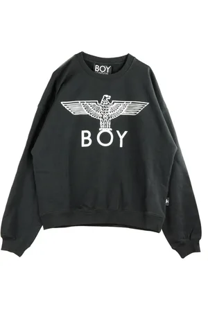 Boy London Bluzy, Mężczyzna, Czarny, M, Bluza z Teksturowanym Orłem Crewneck Czarno-Biała