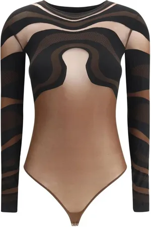 Wolford Koszulki, Kobieta, Wielobarwność, M, Body z Graficznymi Liniami Długi Rękaw