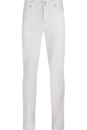 Kiton Spodnie, Mężczyzna, Biały, W36, Bawełna, Białe spodnie slim-fit