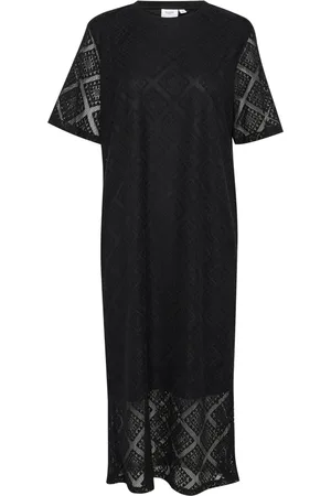 Saint Tropez Sukienki, Kobieta, Czarny, 2XL, Czarna Sukienka z Koronką Styl Jacobinasz