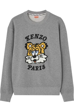 Kenzo Bluzy, Mężczyzna, Szary, XL, Bawełna, Szara bluza z haftowanym logo