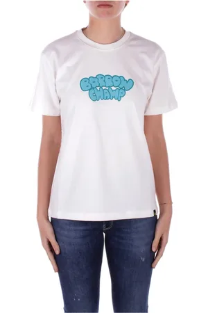 BARROW Koszulki, Kobieta, Biały, L, Beżowy T-shirt z logo i kieszenią