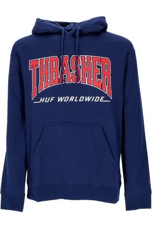 Huf Bluzy, Mężczyzna, Niebieski, M, Granatowy Thrasher Męska Bluza z Kapturem