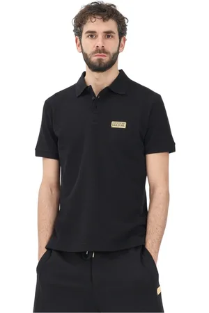 VERSACE Koszulki, Mężczyzna, Czarny, M, Czarny Polo z Logo Instytucji