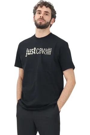Roberto Cavalli Koszulki, Mężczyzna, Czarny, S, Czarna Koszulka Krótki Rękaw Nowoczesna