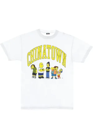 MARKET Koszulki, Mężczyzna, Biały, S, Simpsons Biała Koszulka Krótki Rękaw Crew