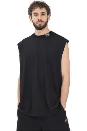 VERSACE Koszulki, Mężczyzna, Czarny, L, Czarna Bezrękawnik Oversize