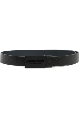 Armani Exchange Akcesoria, Mężczyzna, Czarny, ONE SIZE, Gładki Odwracalny Pasek z Zapięciem na Klamerkę