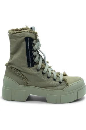 vic matiè Buty, Kobieta, Szary, 35 EU, Denim, Roccia Amphibien Patch Orzechowy z Frędzlami