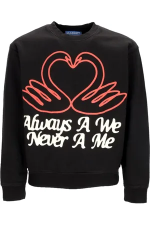 MARKET Bluzy, Mężczyzna, Czarny, S, Vintage Czarny Crewneck Bluza z Futerkiem Polarowym