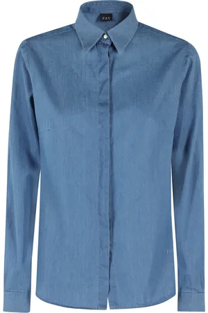 FAY Bluzki, Kobieta, Niebieski, S, Bawełna, Koszula Slim Fit