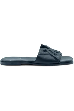 vic matiè Buty, Kobieta, Czarny, 37 EU, Skóra, Kwadratowy otwarty pantofel Monogram czarny