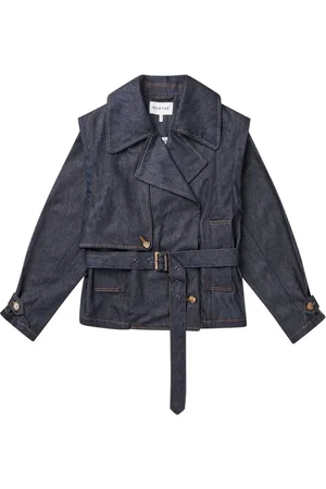 Munthe Kurtki, Kobieta, Niebieski, M, Denim, Denimowy trencz z odpinanymi rękawami